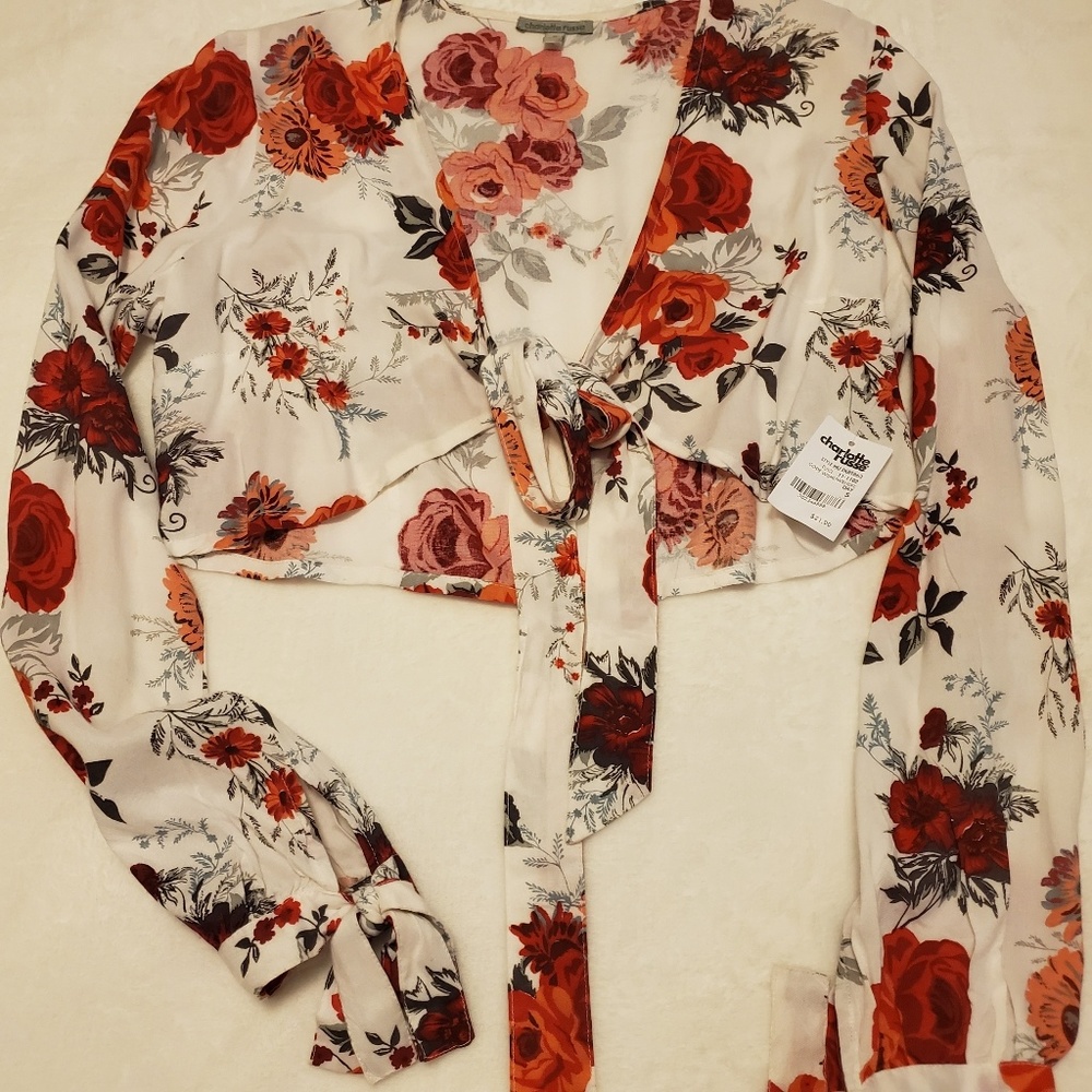 Charlotte Russe tie front crop top